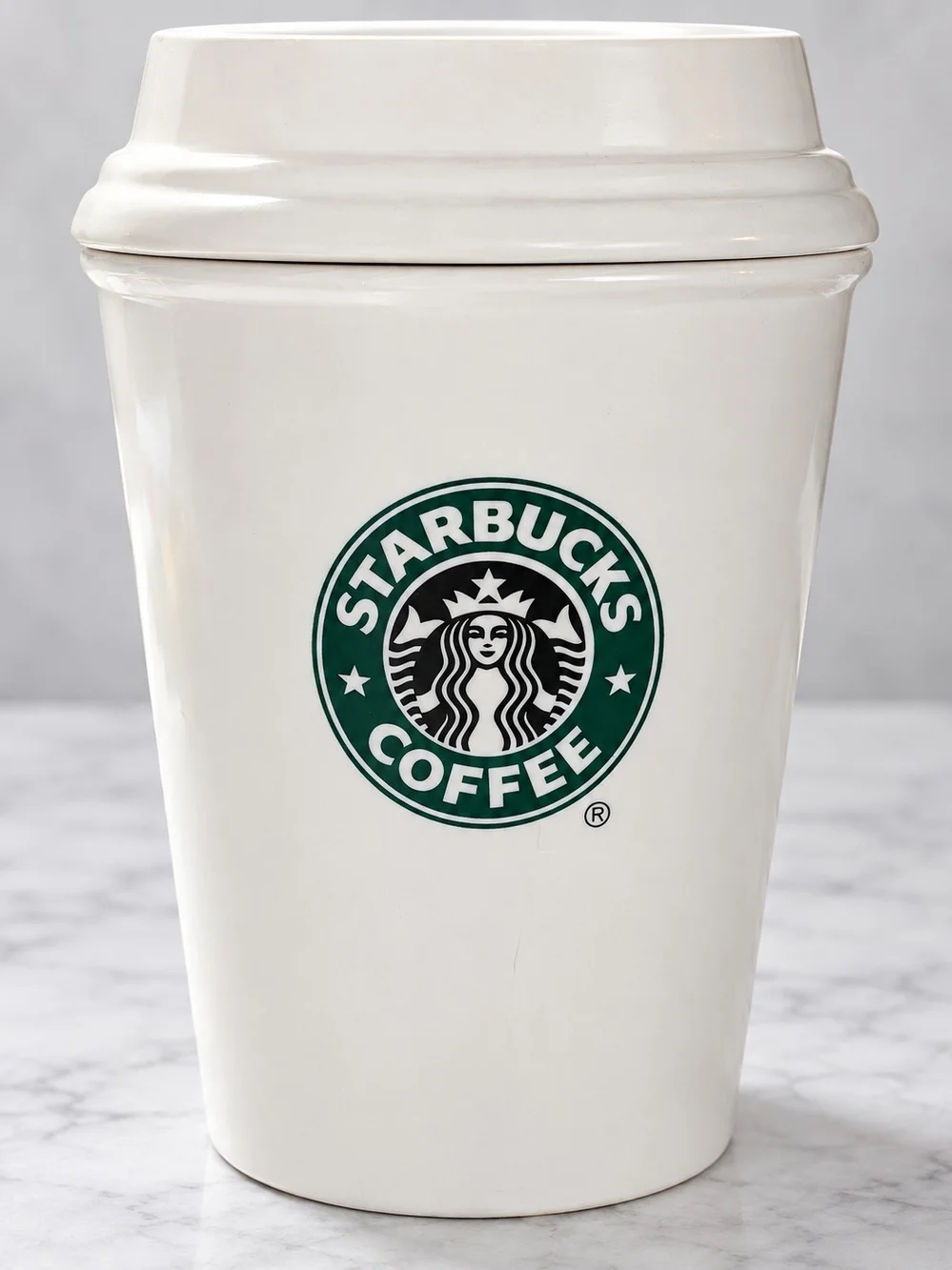 Starbucks Coffee Ceramic Canister White Green Logo Storage Jar
